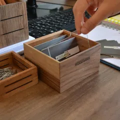Gobi - Masaüstü Kartvizitlik - Organizer Küçük - 5 Bölümlü - Ceviz