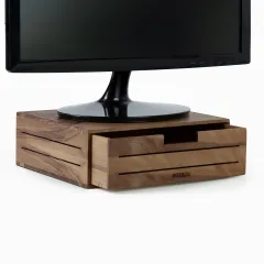 3LINE Çekmeceli Monitör Standı ve Saklama Kutusu - Ceviz - Küçük