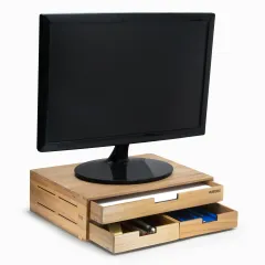 3LINE İki Katlı Monitör Standı - A4 Kağıt Boyunda - 3 Çekmeceli -  Kiraz