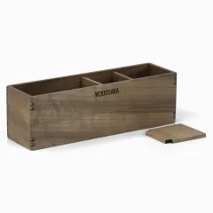 Reka 4 Bölümlü Ayarlanabilir Ahşap Kalemlik Organizer - Ceviz