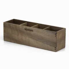 Reka 4 Bölümlü Ayarlanabilir Ahşap Kalemlik Organizer - Ceviz