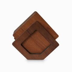 Woodsaka Üçgen Bardak Atlığı Seti - 8 Bardak Altlığı ve Standı -Sapelli (maun)