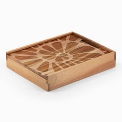 Woodsaka Bölmeli Sürgülü Kapaklı Yatay Kutu - Dalgalar